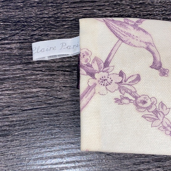 Les Chics de Claire Paris Small Canvas Make Up Cosmetic Bag Wallet Floral - Picture 8 of 10